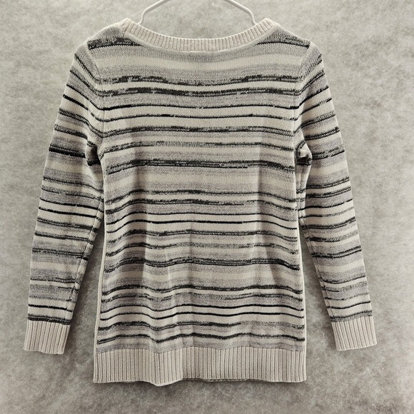 Talbots Women's XS Gray White Black Striped Sweater Cotton‎ Polyester Blend - Picture 6 of 7